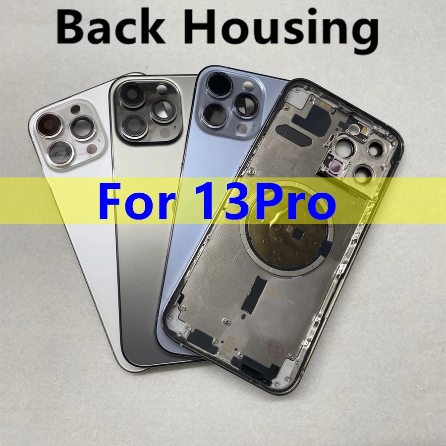 Back Full Housing For iPhone 13Pro Battery Rear Door Cover Middle Frame Chassis Assembly Components Repair Parts Shell for iphone 13 100set battery adhesive strip sticker