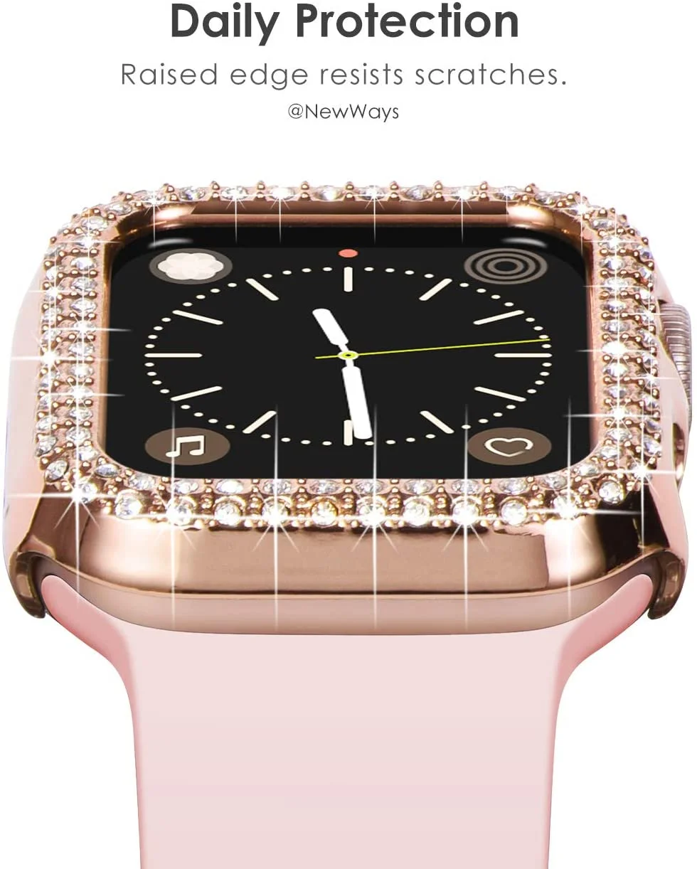 حافظة ماسية وغشاء مقسى لساعة أبل ، غطاء واقي زجاجي لساعة iWatch 9 ، 8 ، 7 ، 6 ، 5 ، 4 ، SE Shell ، 45 ، 44 ، 42 40 ، 41 ، من من