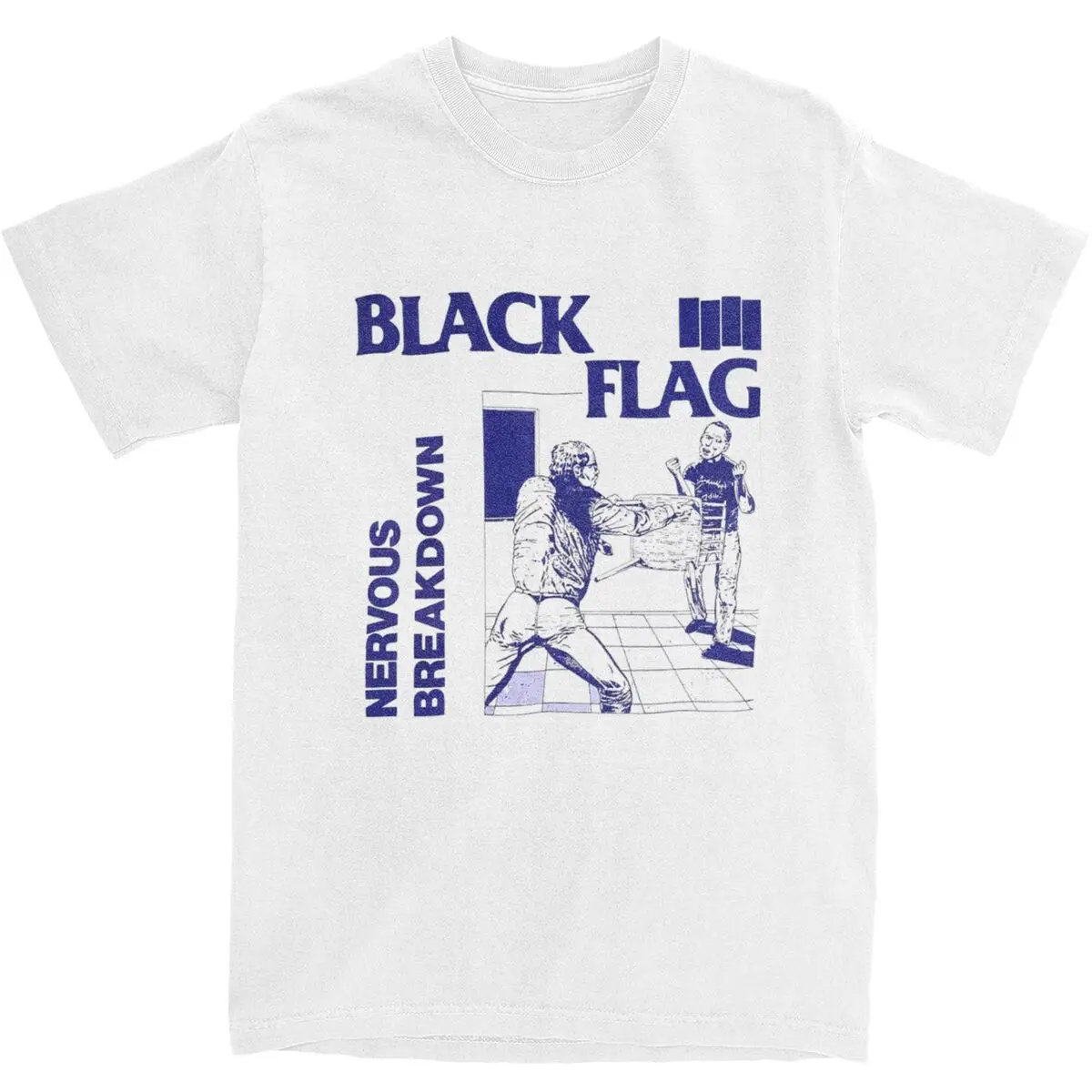 

Black Flag Nervous Breakdown T Shirt Beach Rock Music Band Y2K Funny T Shirts Cotton Tshirt For Men Short Sleeves Top Tees
