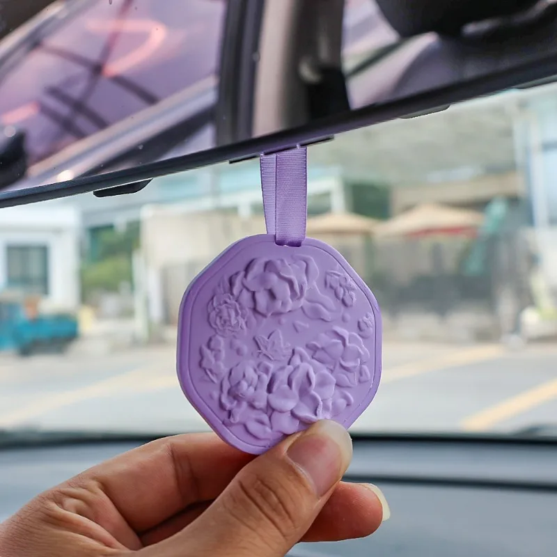 Car Aromatherapy Pendant Embossed Sheet Gypsum Fragrant Tablets Air Freshener Car Interior Odor Removing Decorative Accessories