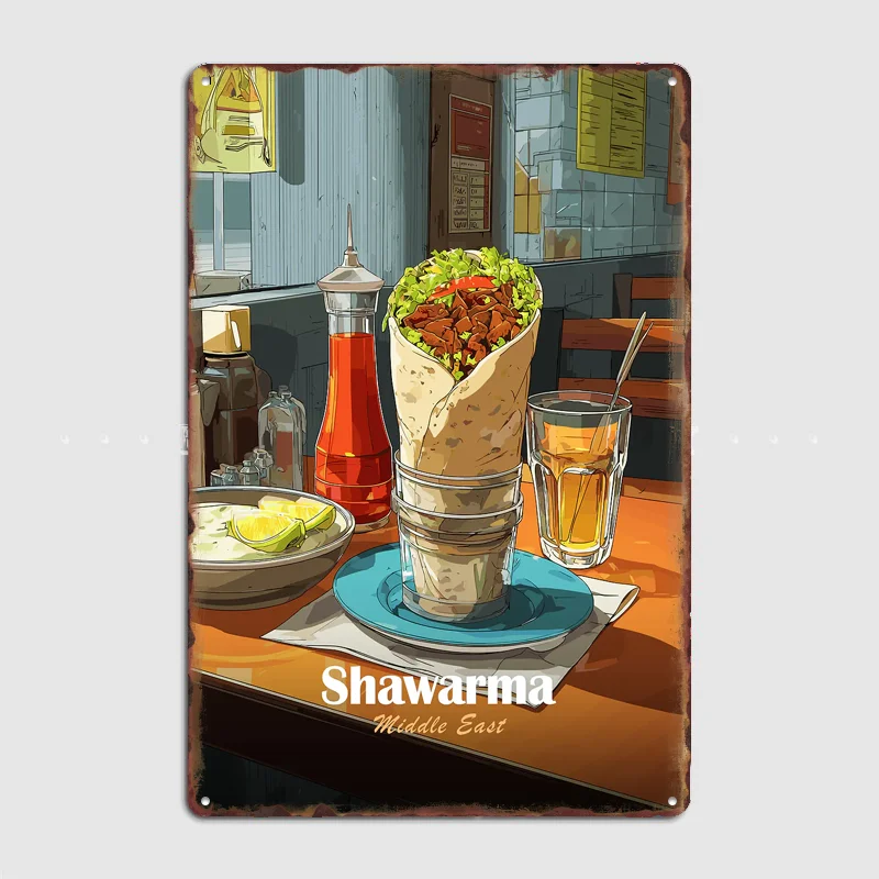 Shawarma Middle East Food Vintage Poster Metal Sign Custom Bedroom Room Decor Home Decor Posters Wall Decoration