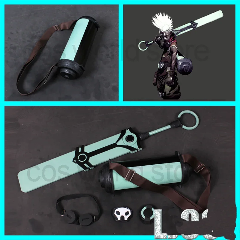 

LOL Ekko Cosplay Sword Weapon Props the Boy Who Shattered Time Costume Halloween Party League of Legends Ekko Mask Glassesses