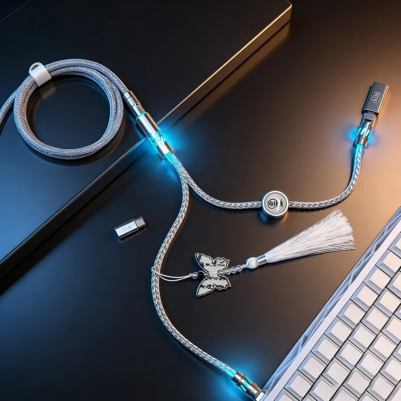 Original 8K Aviator Cable Single Crystal Copper Core for Mechanical Keyboard RGB 1-to-2 Separate Design High-Stability Cable