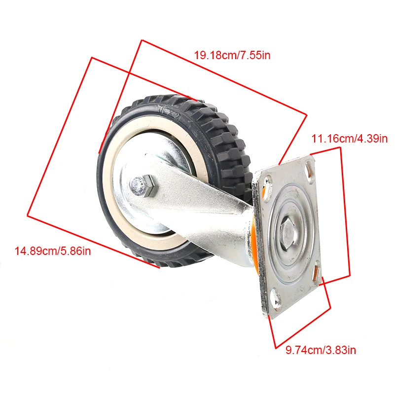 Roda universal cinza de 6 polegadas – Rodízios de alta temperatura e à prova de explosão projetados para equipamentos pesados com direção de 360 graus