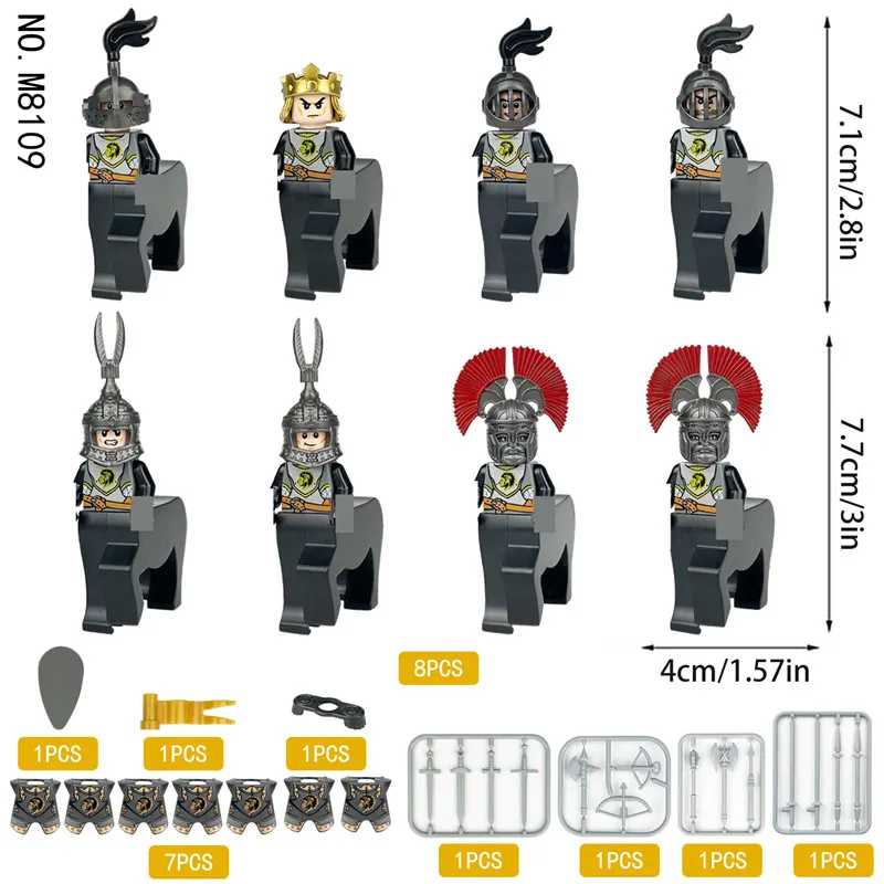 Medieval Centaur Soldier Figures Building Bricks Knights Army King Queen Accessories Castle Military MOC Blocks Weapon Set Toys