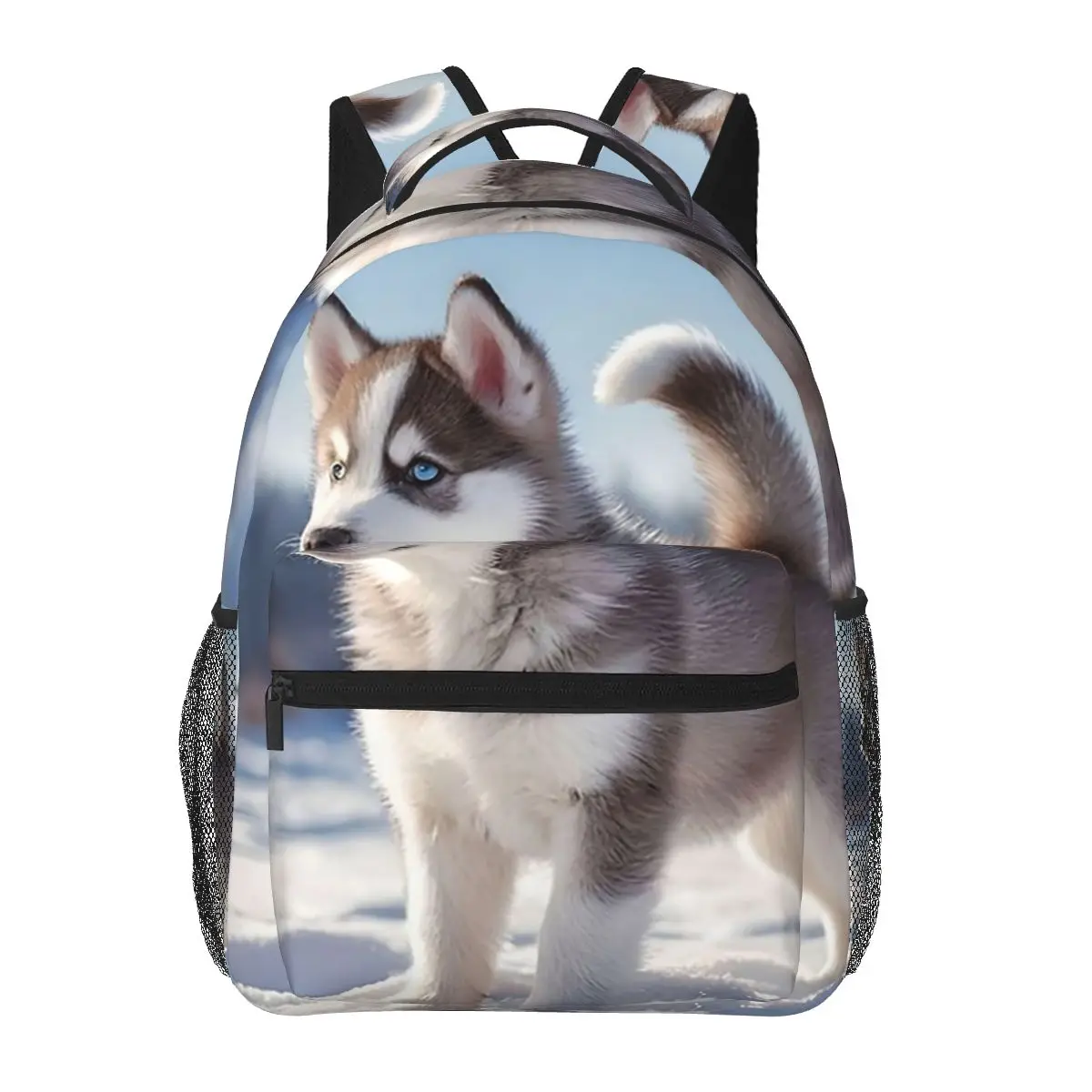 Lovely Husky In The Snow Print Student Backpack School Bag Hiking Travel Daypack for Men Women Fashion Bookbag Shoulder Bags