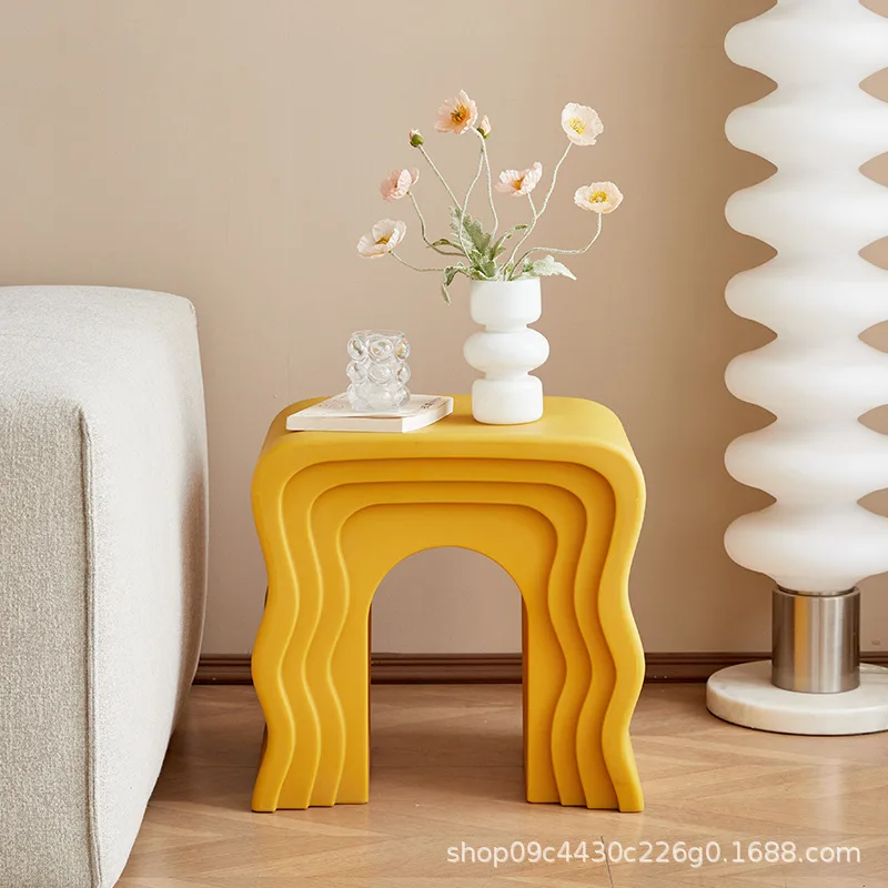 

Joylive Creative Wavy Coffee Table Beside The Living Room Sofa Designer Cream-style Coffee Shop Stool