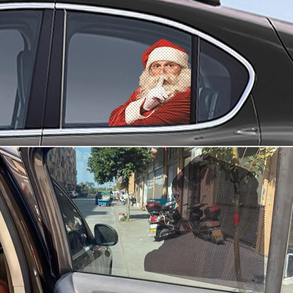 A Christmas 3D Santa Funny Car Stickers Large Size Car Rear Window Stickers Car Stickers PVC Visible Interior Window Decoration