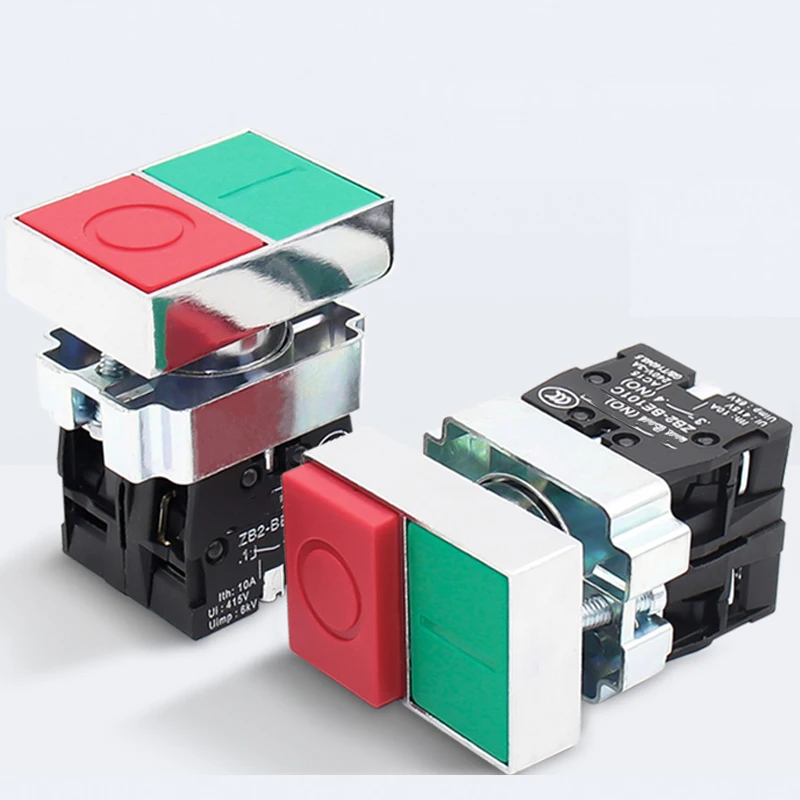 

Кнопочный переключатель прямоугольный XB2-BL8425 Нажмите сброс 1NO1NC Блок питания Пуск открытия 22 мм Красно-зеленые переключатели с двойной связью