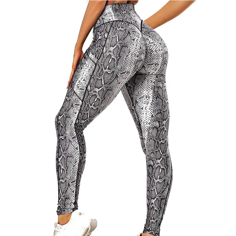 Fashion Snake Print Yoga Pants Elastic animal skin sports leggings Leopard Print Fitness Women pants High Waist gym sportswear