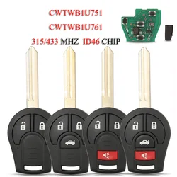 jingyuqin CWTWB1U751 CWTWB1U761 Remote Smart Car Key For For Nissan Rouge Armada Maxima Sentra 2/3/4Buttons 315/433MHZ ID46 Chip