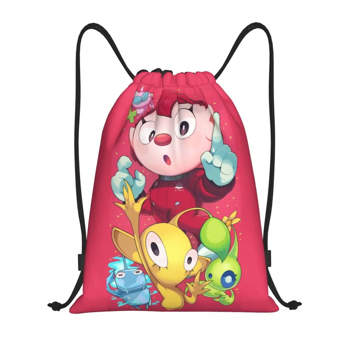 Pikmins Series Video Gamer Drawstring Backpack Women Men Sport Gym Sackpack Portable Cartoon Training Bag Sack