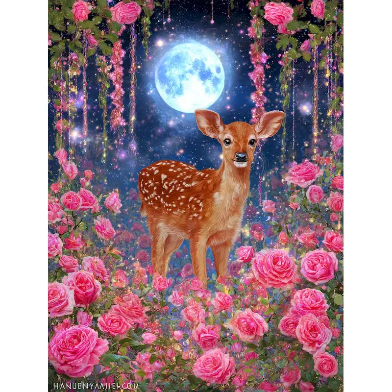 RUOPOTY Paint By Numbers Home Decoration Drawing Kit Sika Deer Paint for Painting For Adults Diy Crafts Painting By Number
