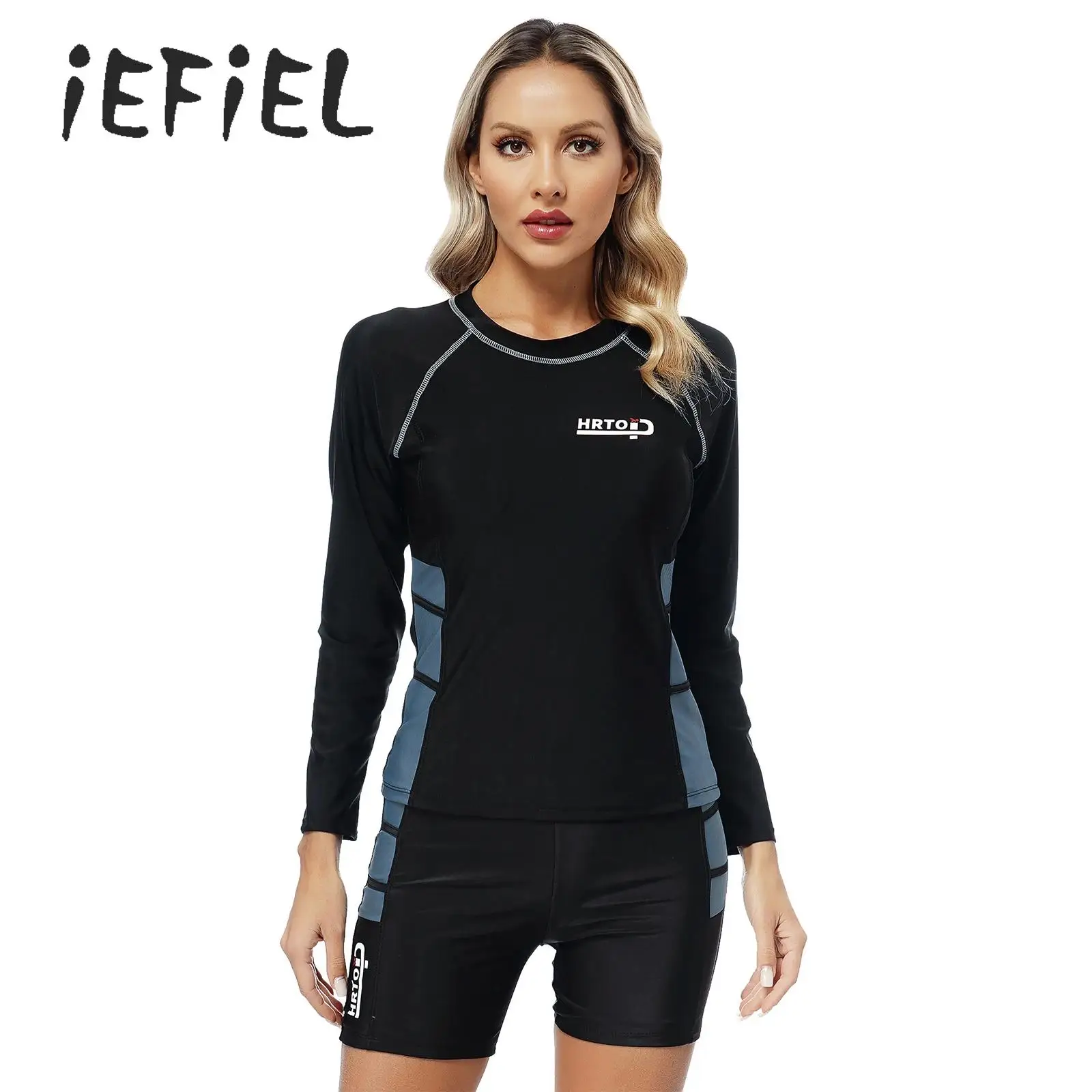 

New Tankini Women Two Piece Swimsuit Athletic Rash Guard Long Sleeve Swimshirt with Shorts Bikini Set Swimwear Beachwear