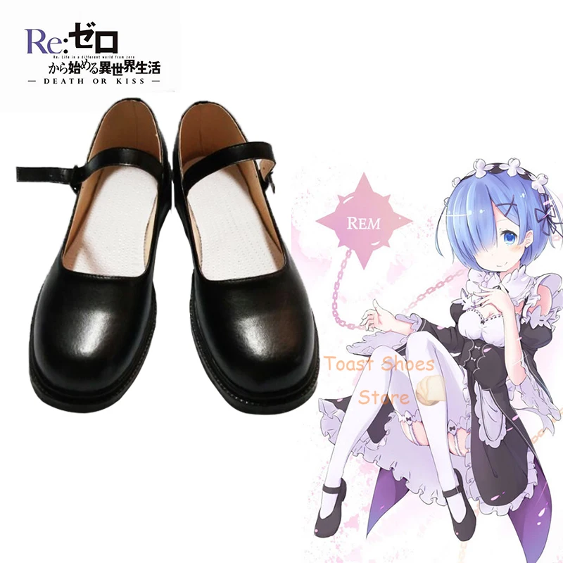 Anime Re:Zero Rem Cosplay Shoes Comic Anime Game Role Play for Con Halloween Cosplay Costume Prop Sexy Shoes