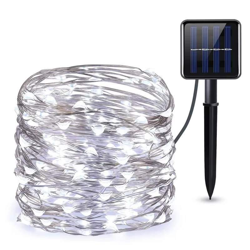 100/200 LED Solar LED Light Waterproof LED Copper Wire String Holiday Outdoor LED Strip Christmas Party Wedding Decoration