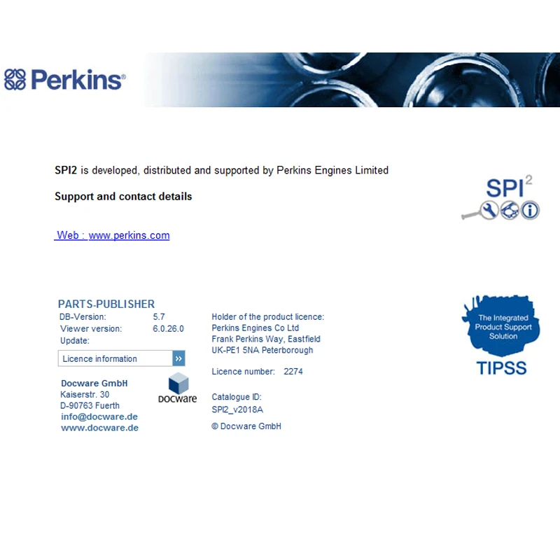 لأداة خدمة التشخيص الإلكترونية Perkins EST 2018A + نظام معلومات الخدمة والأجزاء 2 SPI2 2018A برنامج سيارة keygen
