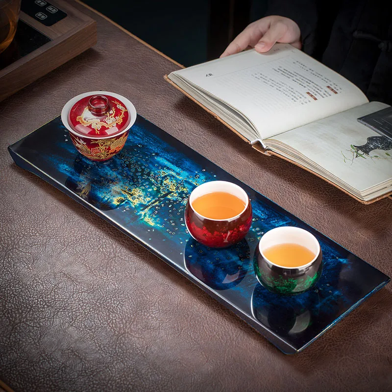 r*-Plastic Table Tea Tray Ceremony Coffeeware Serving Valet Office Pot Tea Tray Coasters Hospitality Bandejas Home Decorationgs
