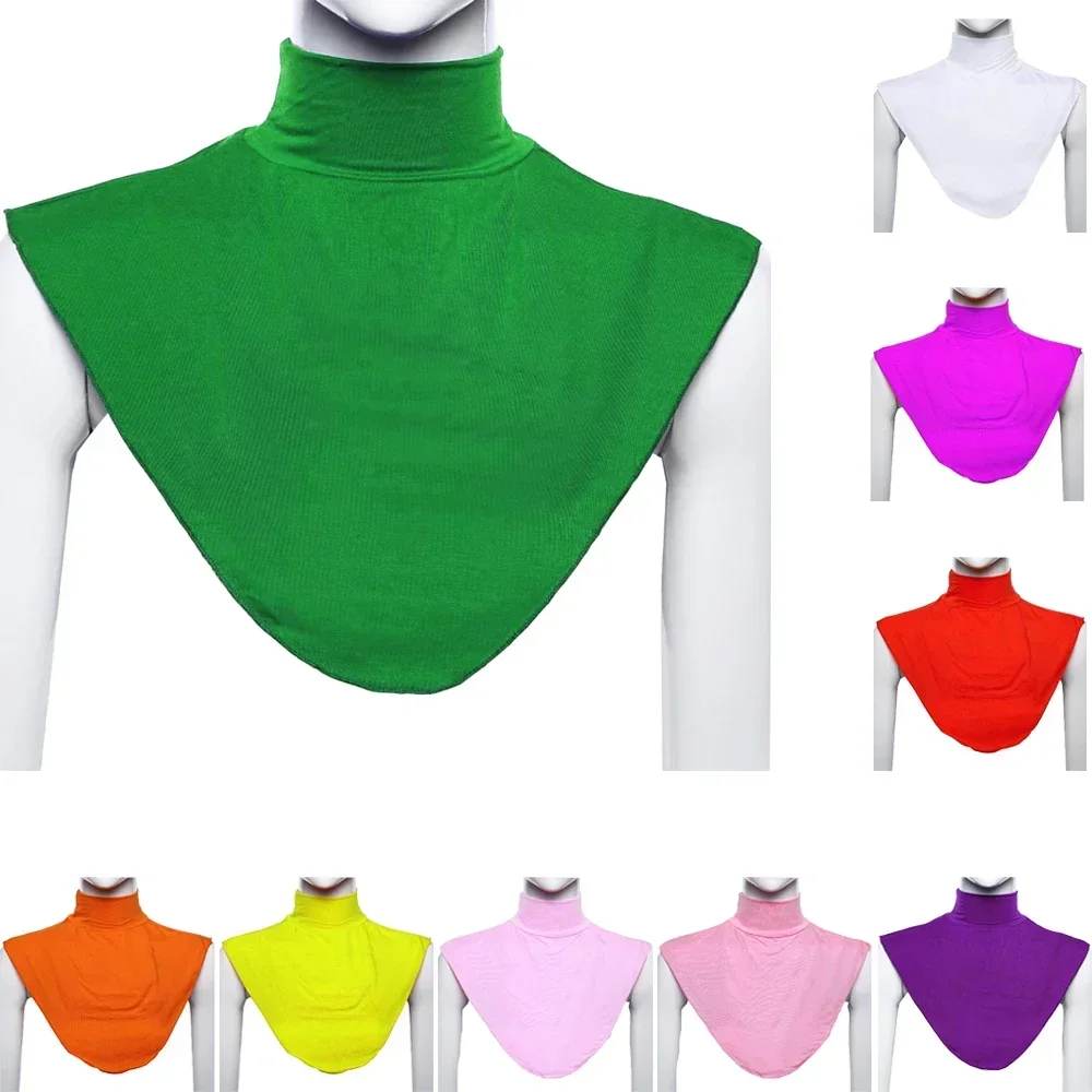 Women Muslim Modal Fake False Collar Islamic Hijab Extensions Turtleneck High Neck Cover Warmer Half Tops Hijab Scarf Crop Wrap