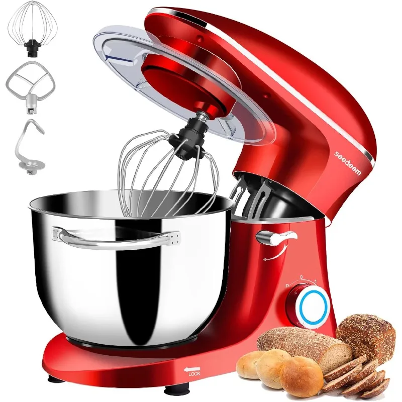 

Seedeem Stand Mixer, 6Qt Electric Food Mixer, 660W 6-Speeds Tilt-Head Dough Mixers with Dishwasher-Safe Dough Hook