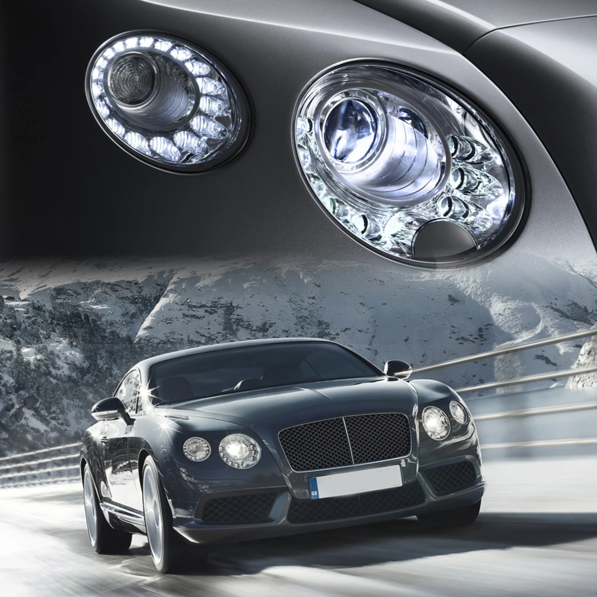 Front Headlight Lens Cover Trims For Bentley Continental GTC 2 Door 2012~2016 GT Chrome Car Headlight Bezel Cover Cap Framework