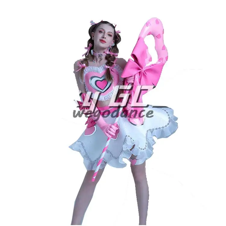 

Новое женское сексуальное оригинальное розовое модное платье Love для выступлений в бар Gogo