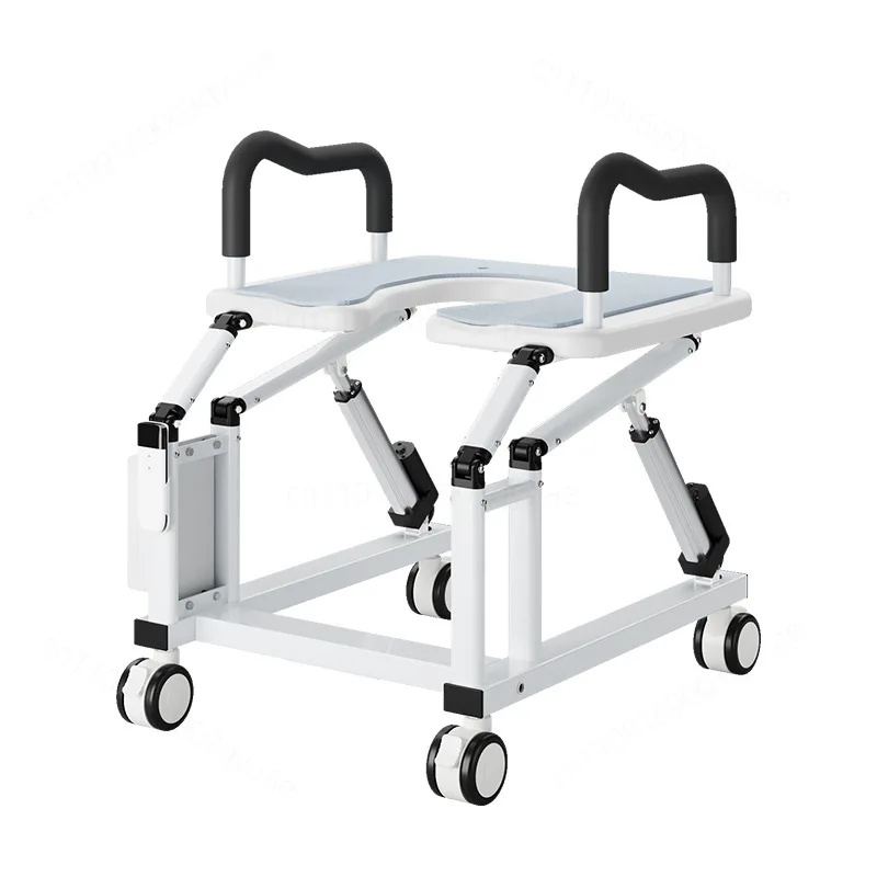 Electric Lift Toilet Chair Auxiliary Stand‑up Commode Seat With Wheels Brake Handle