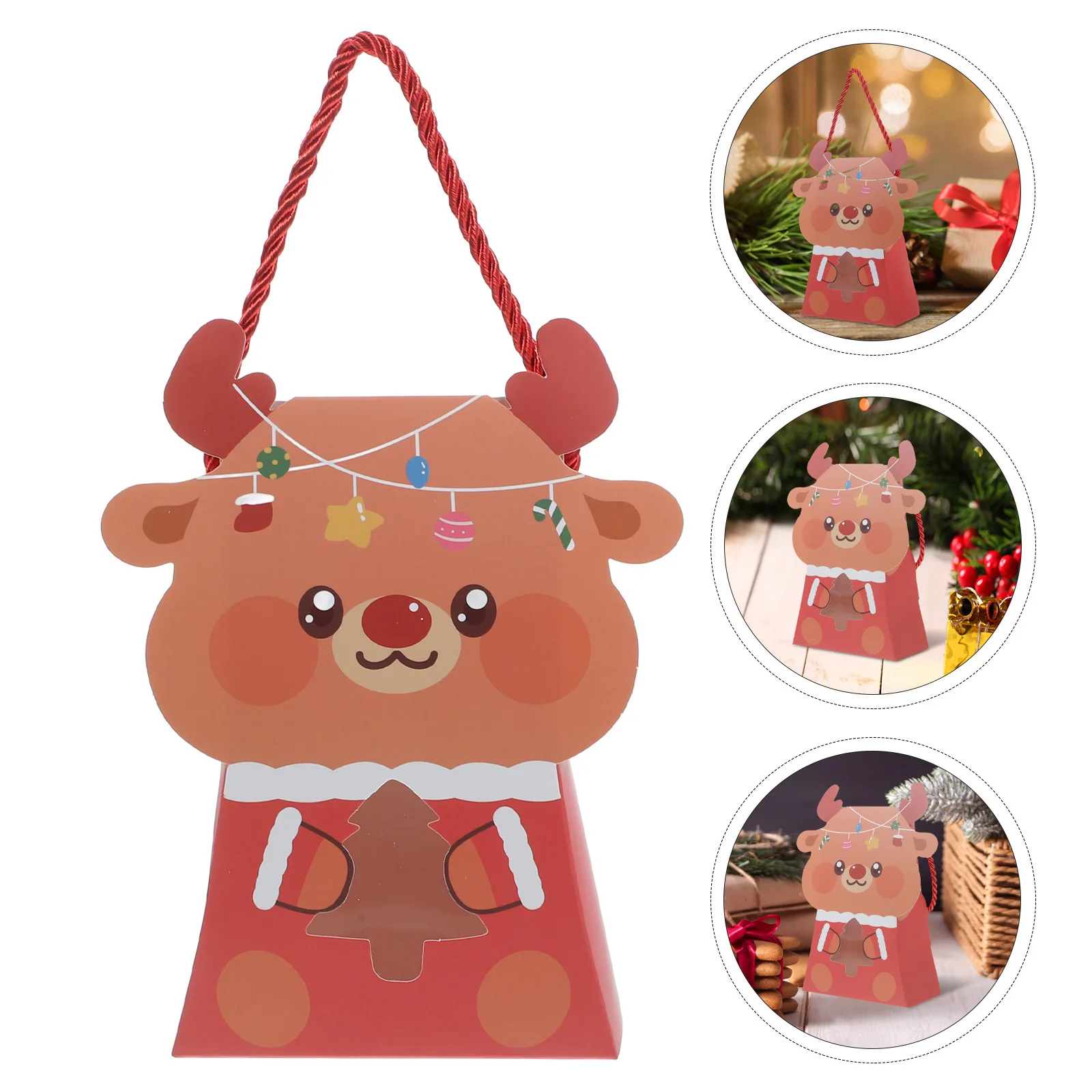 

10 Pcs Bear Bag Brown Paper Bags with Handles Doodle Party Supplies Christmas Birthday Goodie for