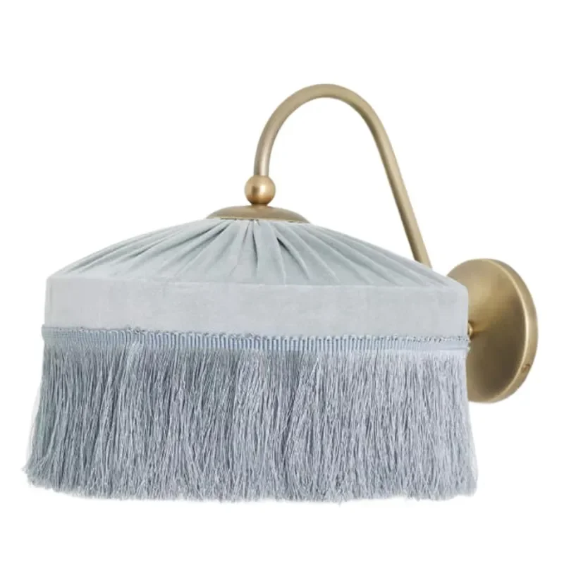 French Pastoral Velvet Table Lamp with Fringe for Living Room Bedroom Hotel Restaurant Decor