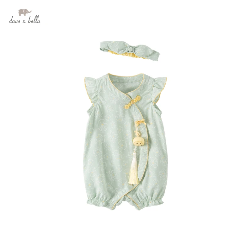 Dave Bella Baby Clothes Summer Clothes Newborn Antibacterial Cool Sense Jumpsuit Female Treasure National Style DB2234760