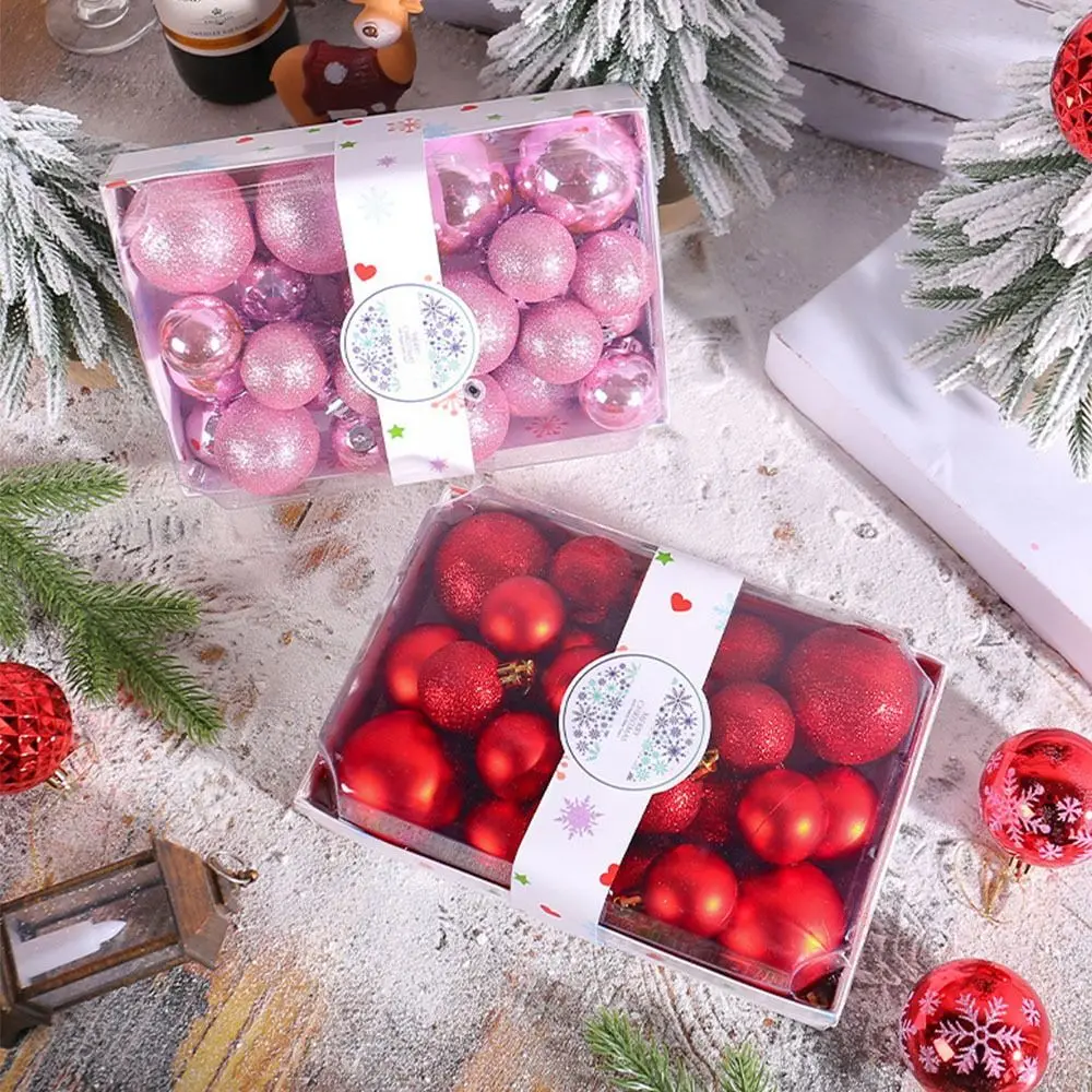 26Pcs 4/5/6cm Hand-painted Painted Christmas Ball Set Plastic Round Christmas Hanging Ball Elegant DIY