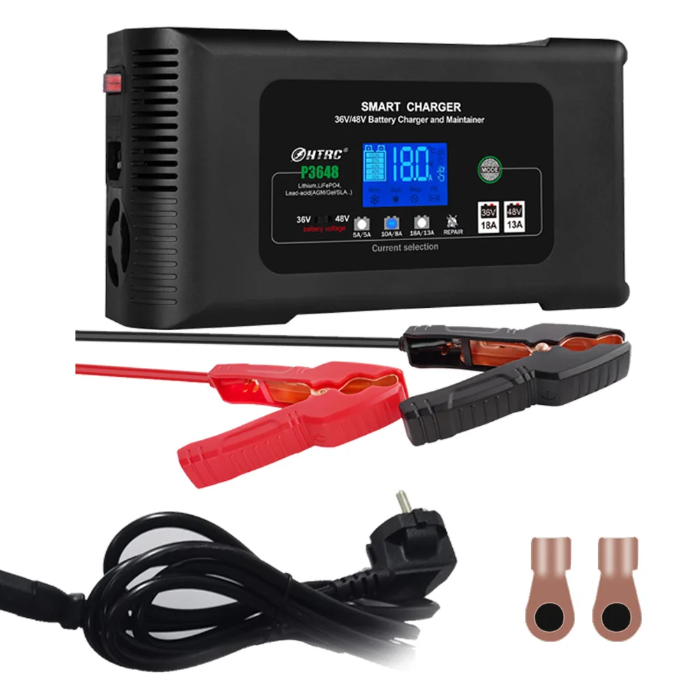 P3648 Car & Motorcycle Battery Charger 36V 18A 48V 13A Lead-Acid AGM Smart Repair Charging
