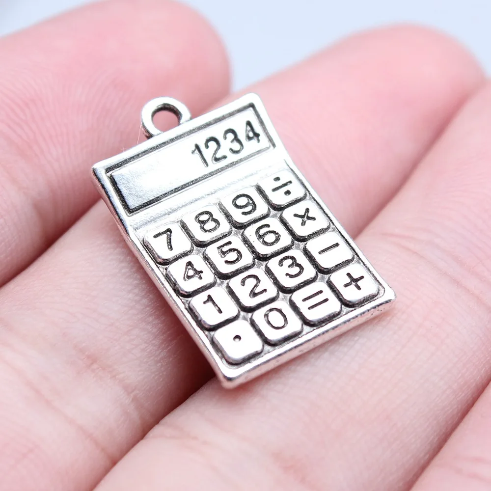 WYSIWYG 5 sztuk 15x24mm antyczne srebro kolor kalkulator Charms wisiorek dla majsterkowiczów tworzenia biżuterii ręcznie robiona biżuteria rzemieślnicza ustalenia
