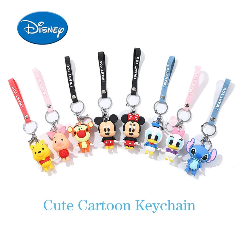 Disney-Anime Cartoon Chaveiros Infantis, Mickey Mouse, Minnie Figura, Pato Donald, Leitão, Chaveiro, Modelo de Brinquedo, Presente Infantil Kawaii