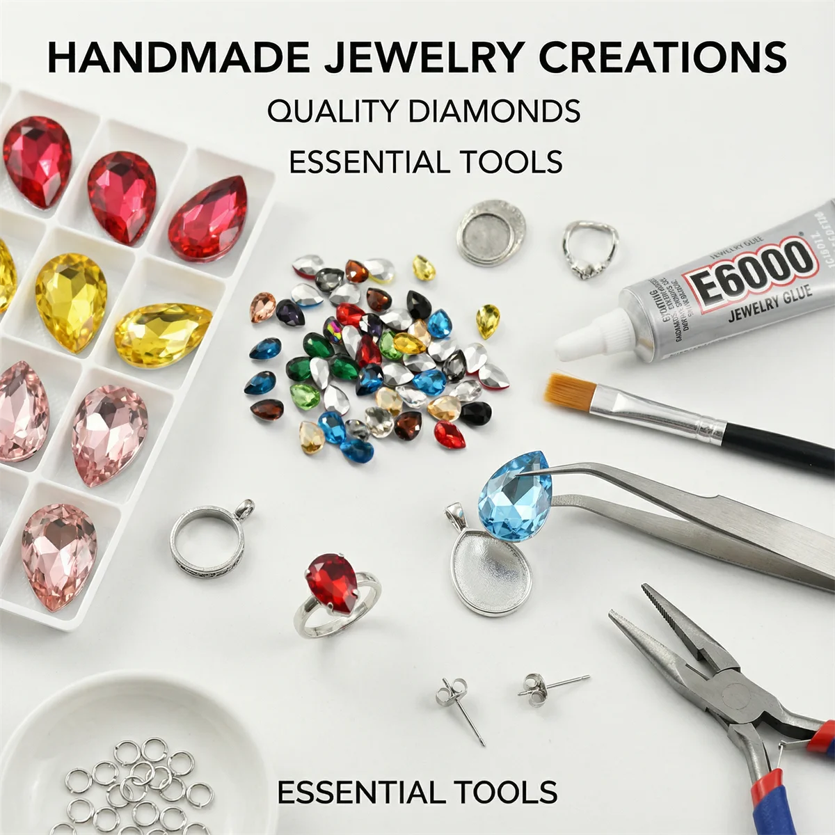 Bulk Glitzer Strass Kristall Glasperlen Pointback Tropfen Steine für Handarbeiten Schmuck Bastelbedarf