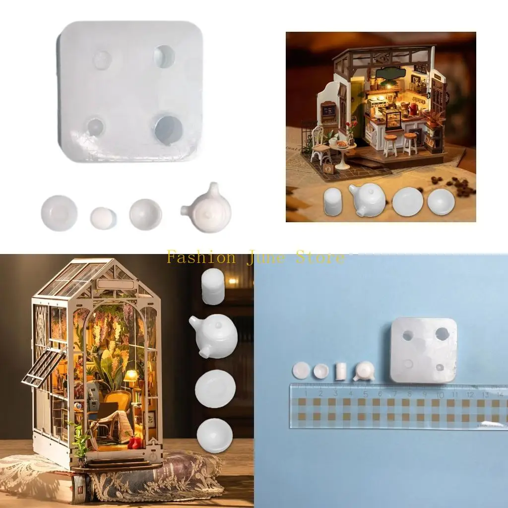 

N5KA Miniature Teas Set Mold Flexible Silicone Baking Accessories for Snack Making