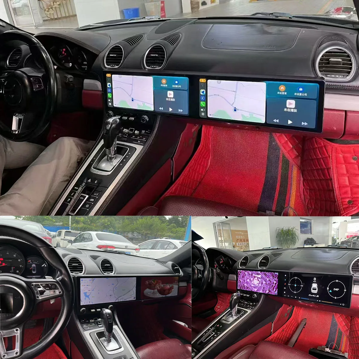 12.3inch Dual Screen Car Radio For Porsche 718 Cayman 2016-2023 For Porsche 911 991 2012-2018 Media Navi GPS AndroidAuto Carplay