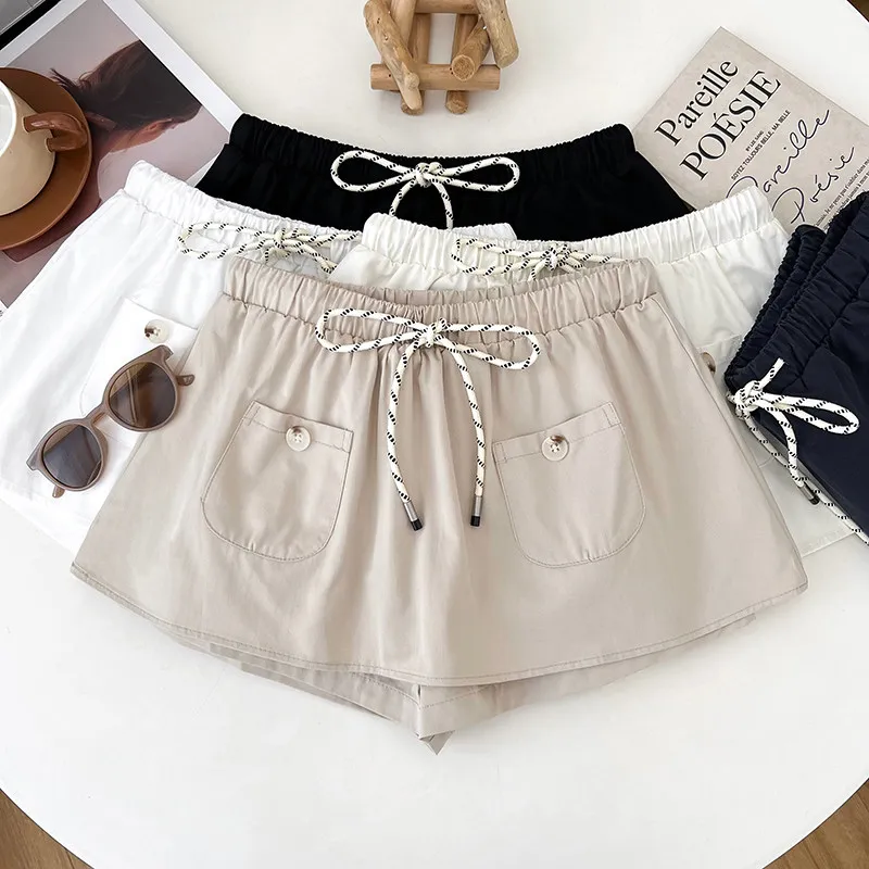 Women's Drawstring Elastic High Waist Skirt Y2K Gyaru Vintage Sports Skirt Korean Casual A-Line Mini Skirt for Women Summer 2026