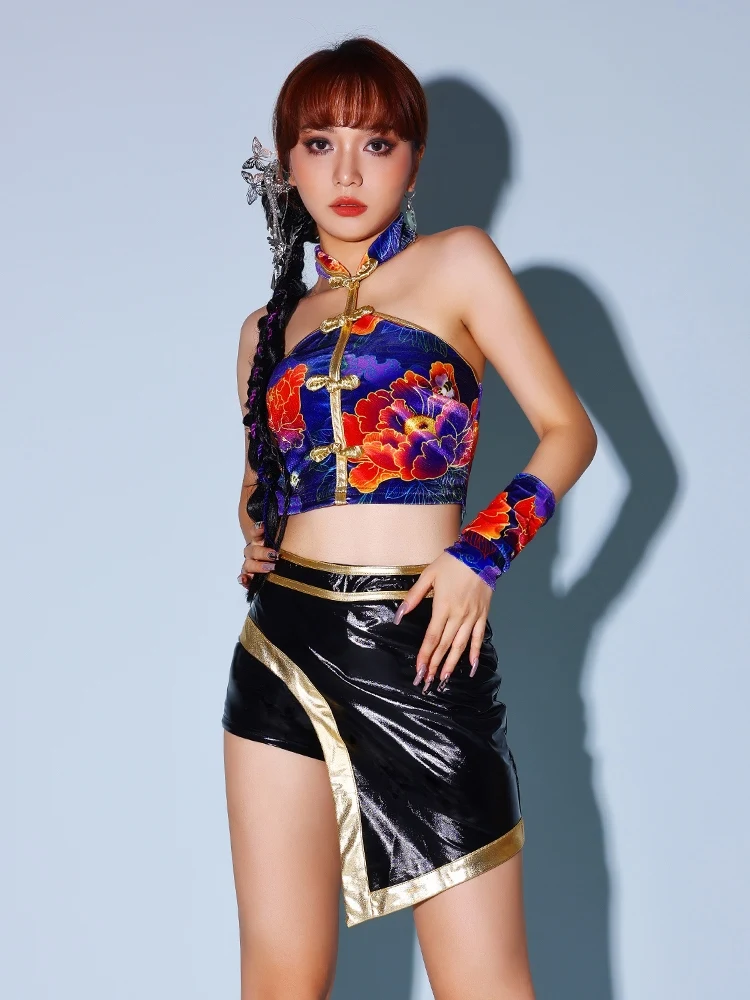 Sexy Jazz Dance Performance Costume Hip Hop Street Dance Racing Clothing K-pop Idol Dance Nightclub Bar Dj Stage Outfits XH1433