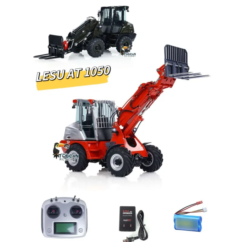 RTR LESU RC Hydraulic Loader AT1050 1/14 Scale Telescopic Arm Fork Lift Truck Vehicle with Light Sound Set Painted Car Model Toy