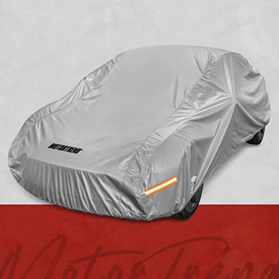 SafeKeeper Heavy Duty Car Cover for Snow Rain Sun UV Protection, Multi-Layered Waterproof All Weather Exterior Cover in Gray, F