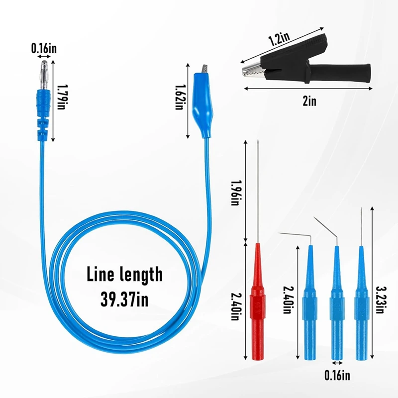 Hot Sale 24Pcs Back Probe Kit, Banana Plug To Copper Alligator Clips Test Leads Kit With Alligator Clips