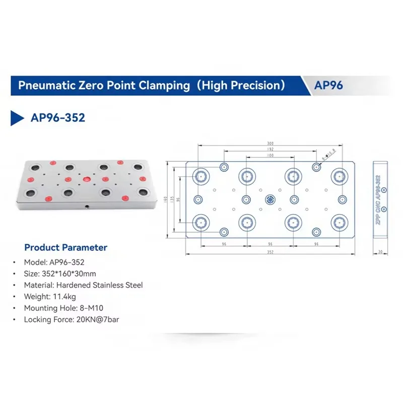 High Precision Pneumatic Zero Point Clamping AP96-352 Self-Centering Vise