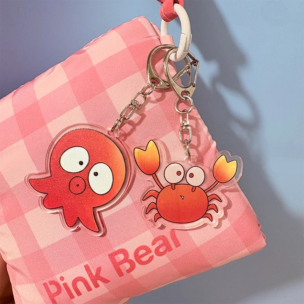 2pcs/set Anime Ganbare Nakamura-kun Go for It Nakamura Cosplay Keychain Kawaii Acrylic Crab Keyring Backpack Ornament Props