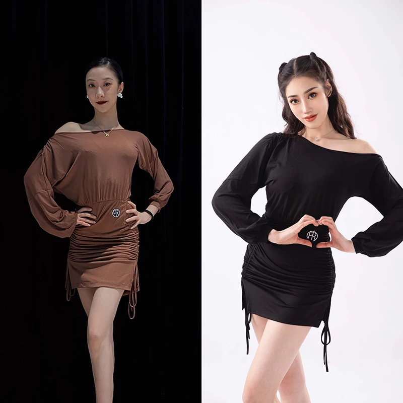 

2024 Latin Dance Dress For Women Sexy Long Sleeved Loose Training Clothes Latin Dance Competition Performance Dresses DN11329