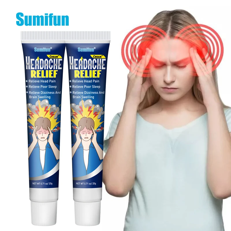 

20g Sumifun Headache Relief Cream Herbal Migraine Treatment Soothing Dizziness Relax Tense Head Neck Muscle Health Care Plaster