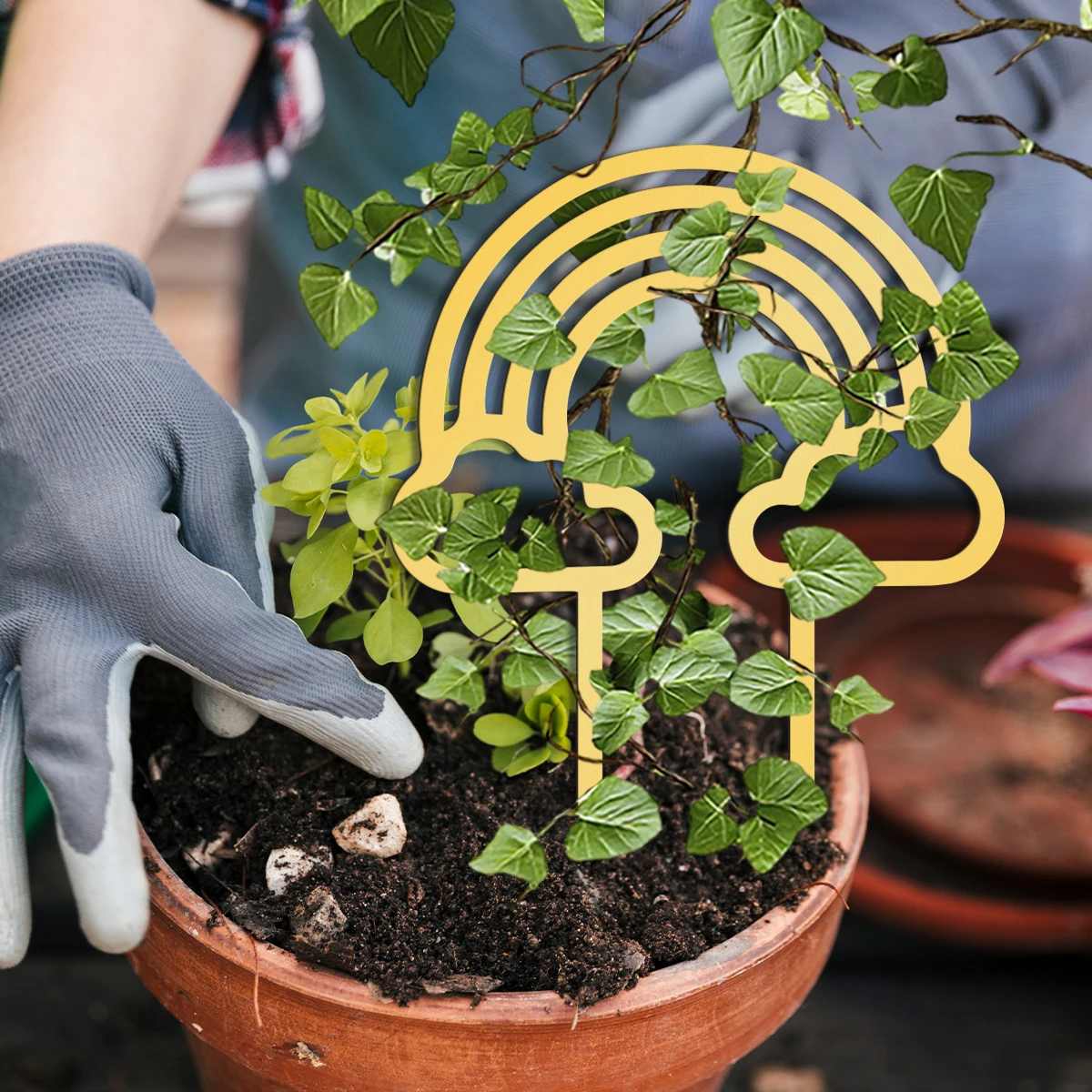 Metal Plant Potted Flower Trellis rainbow Perfect for Mother's Day Gift Sturdy,Thanksgiving Gift Easy Mount golden/Black