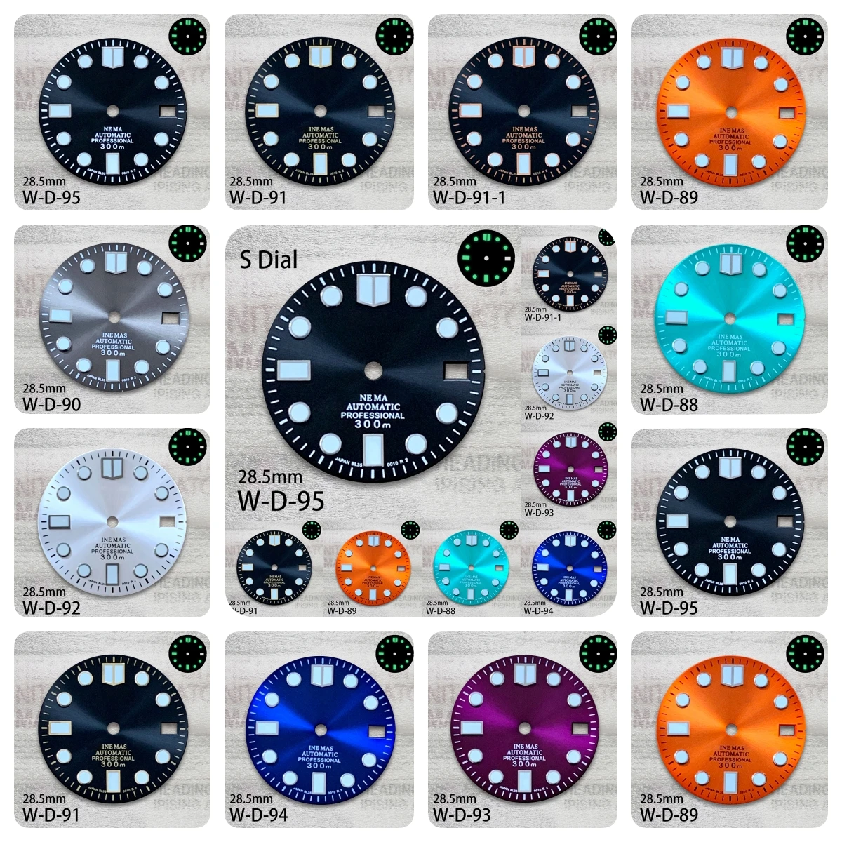 

28.5mm S Logo Enamel Dial Fit NH35/NH36/4R/7S Movement Green Luminous High Quality Watch Modification Accessories