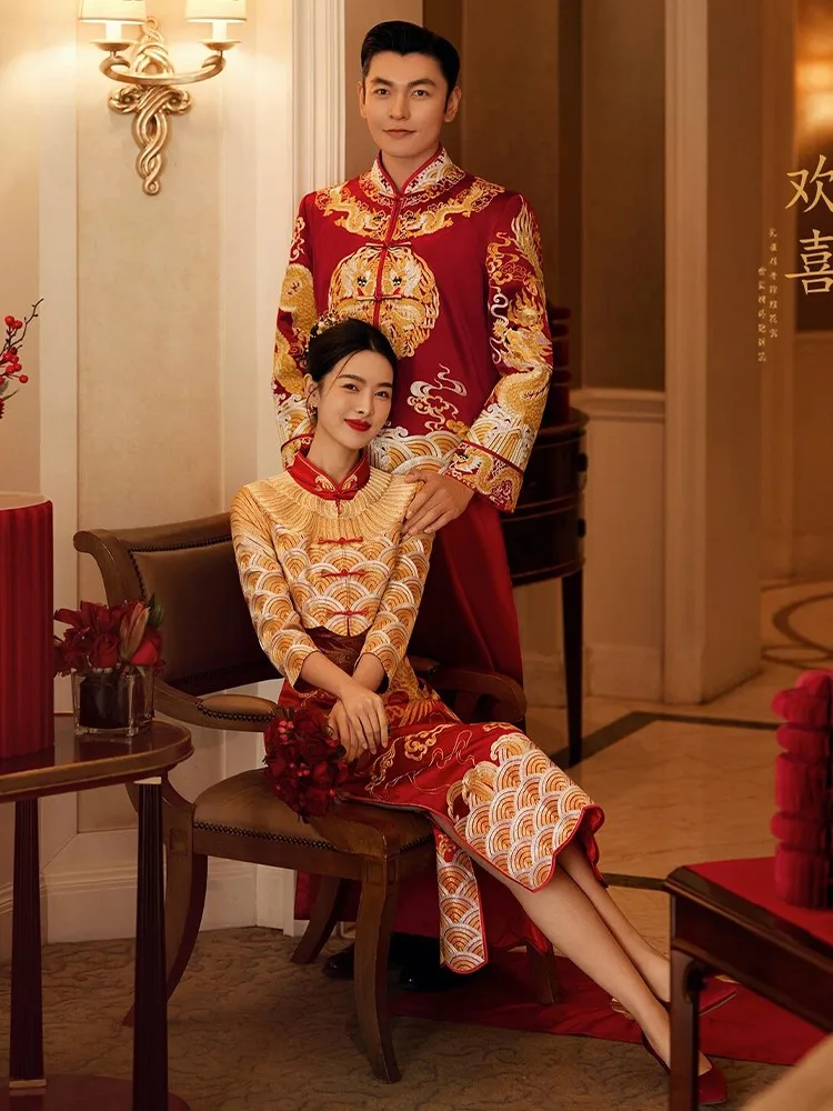 

New style of cheongsam toasting dress Chinese-style wedding return home engagement