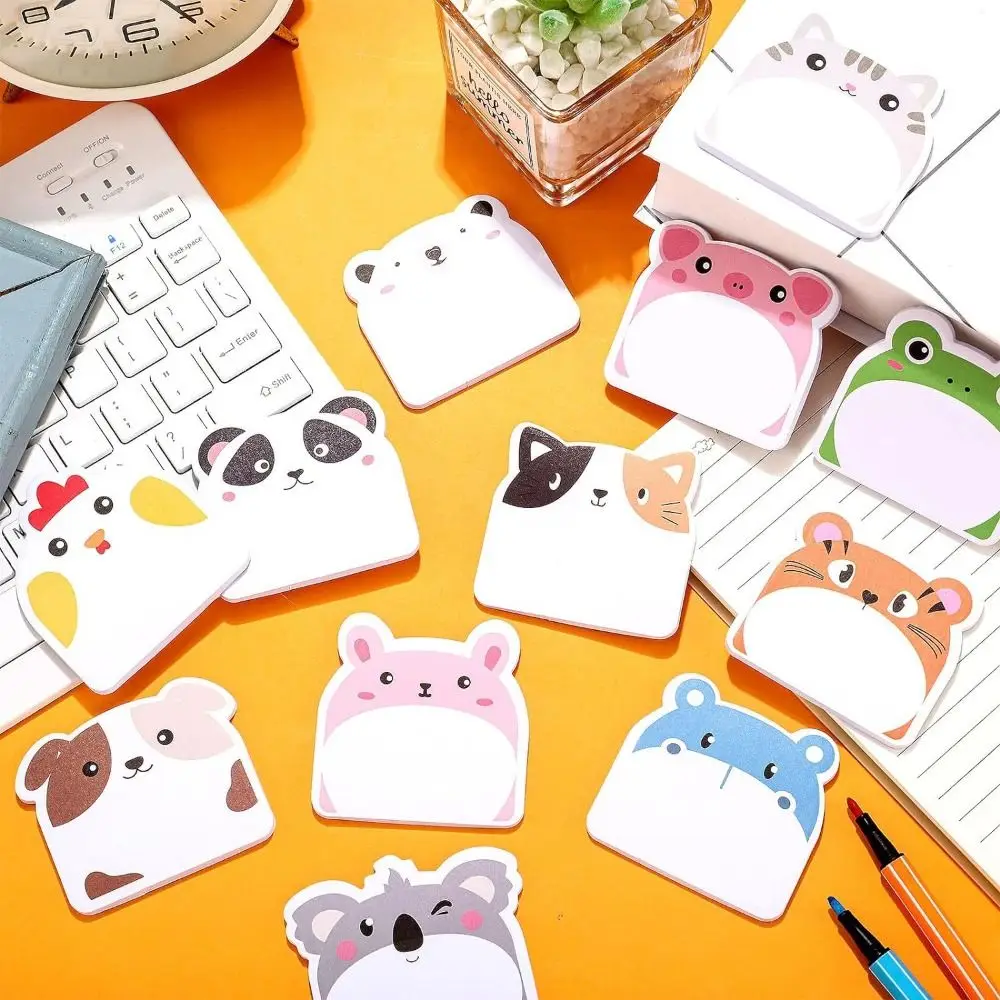12Pcs Cute Animal Sticky Notes Set Thickened 30 Sheets Self-Adhesive Sticky Notes Removable Square Memo Pad Student